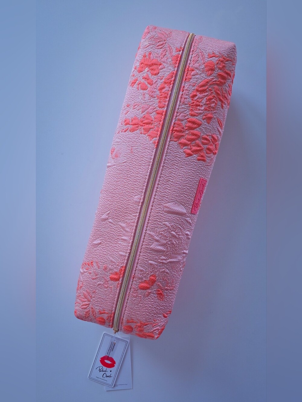 Coral Floral Embroidered Hair Tool Bag